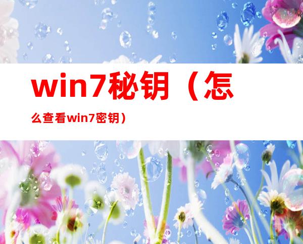 win7秘钥(怎么查看win7密钥)