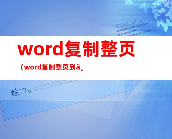 word复制整页(word复制整页到下一页)