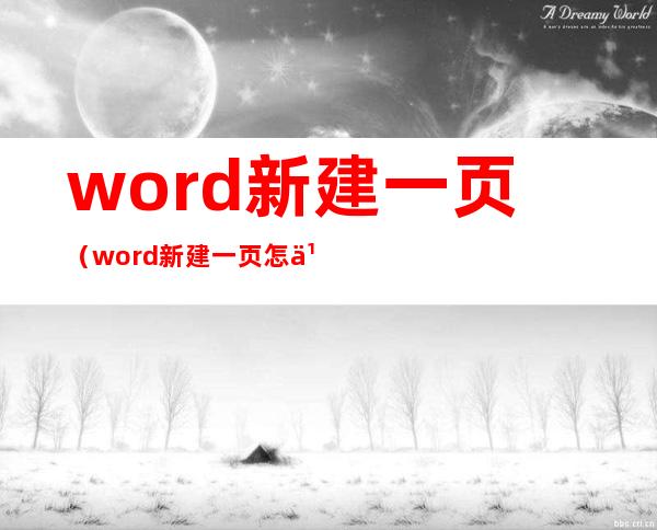 word新建一页(word新建一页怎么调成第二页)