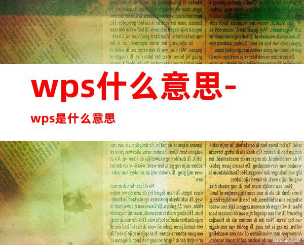 wps什么意思-wps是什么意思