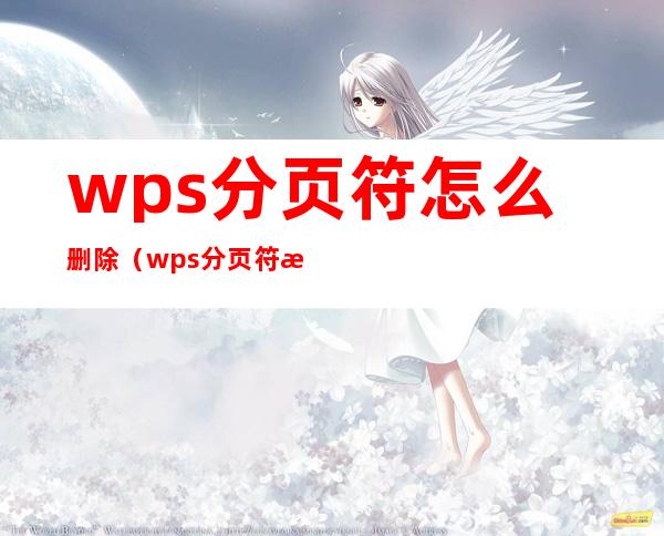 wps分页符怎么删除(wps分页符怎么删除后不动版)