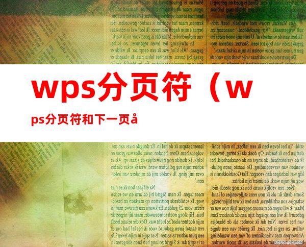 wps分页符（wps分页符和下一页分节符的区别）