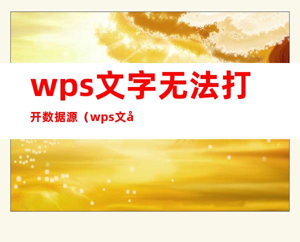 wps文字无法打开数据源(wps文字无法打开数据源怎么解决)