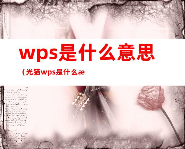 wps是什么意思(光猫wps是什么意思)