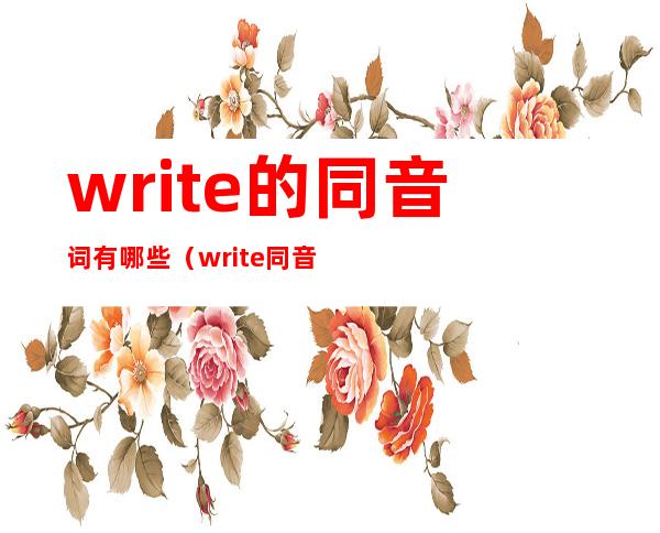 write的同音词有哪些(write同音词是什么?)